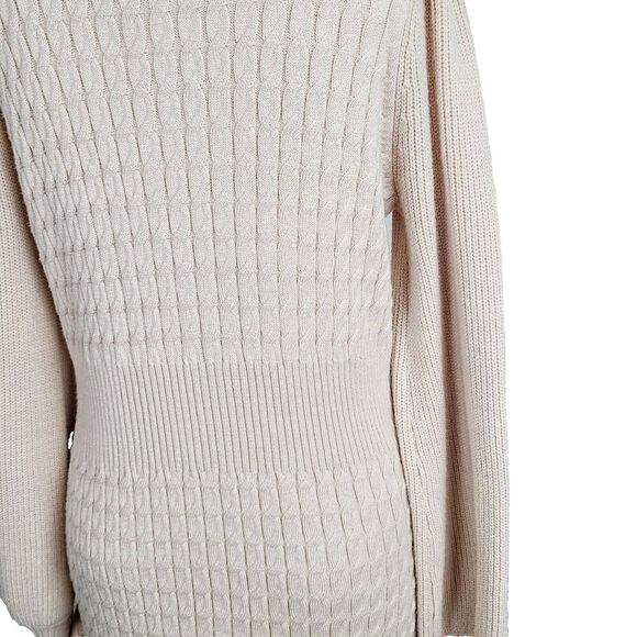 Flat White Urban Outfitters Sweater Dress L Cream Cable Knit Ruffle Pullover - Picture 4 of 8